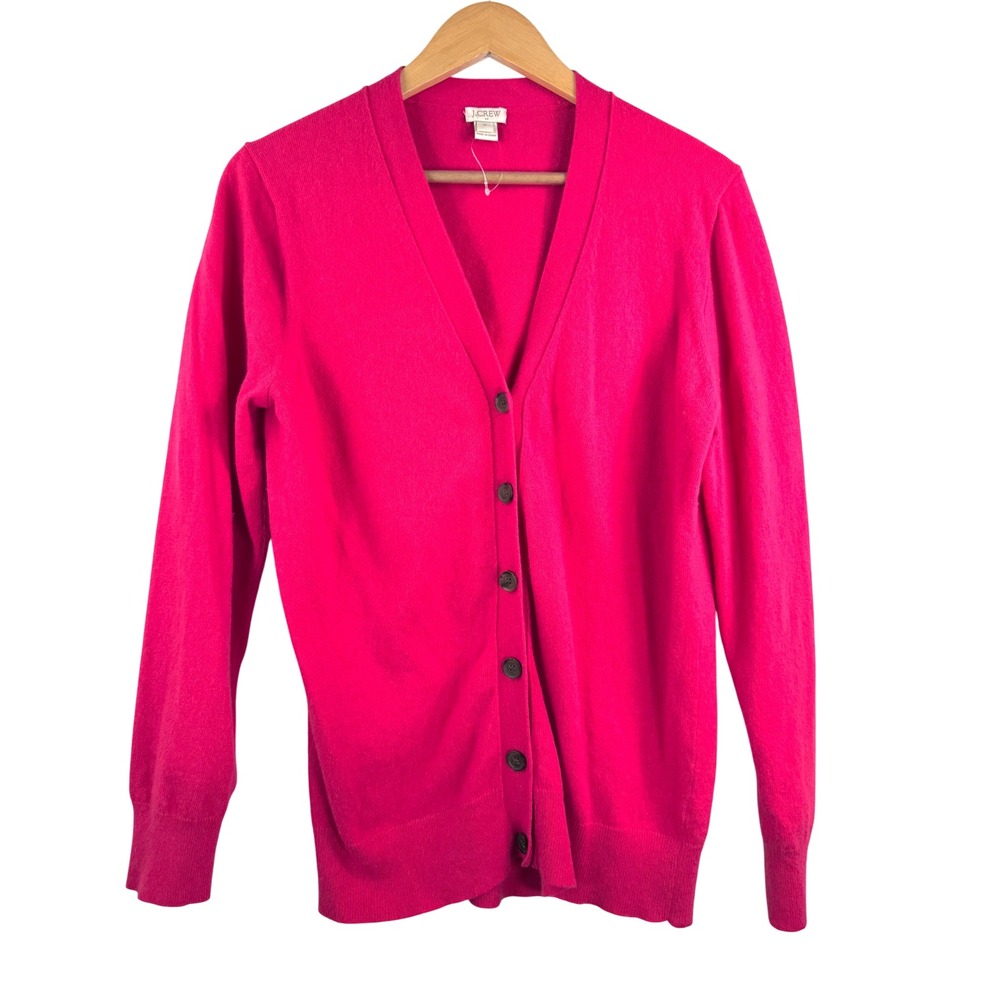 J Crew Pink V neck wool blend‎ Cardigan classic preppy 90s Y2K sz M